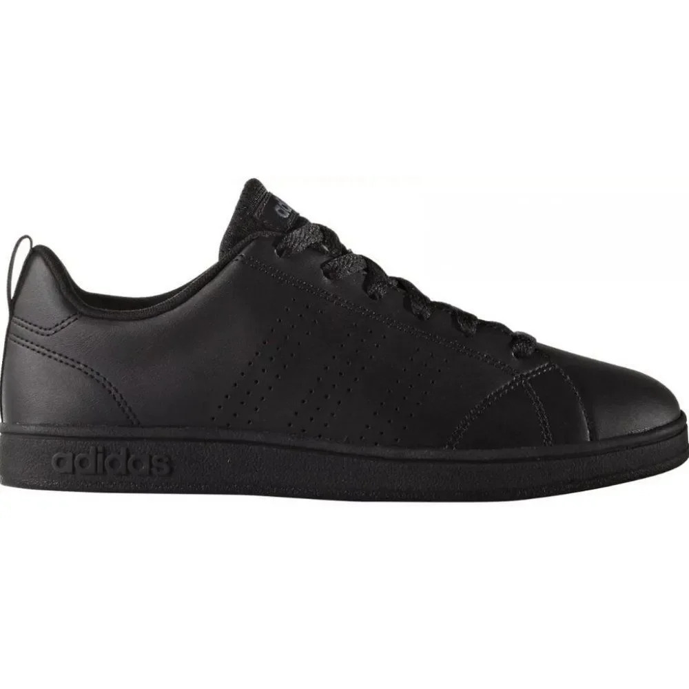 Adidas Kids Black Leather Advantage CL Lace up Shoes Sporty Sneakers Size 4